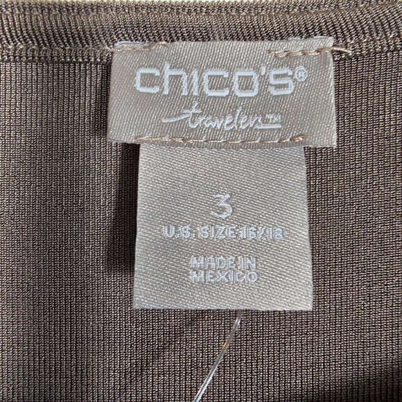 Chicos Long‎ Shirt Size 3X Women's Brown 3/4 Sleeves - Picture 8 of 9